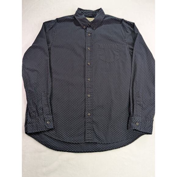 Denim & Supply Ralph Lauren Large Navy Polka Dot Long Sleeve Button Down Cotton - Picture 4 of 14